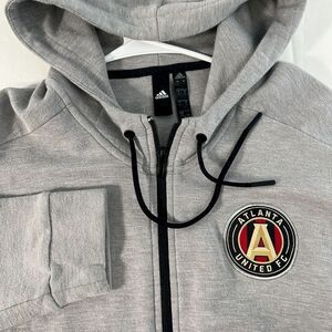 MLS Adidas Embroidered Atlanta United Gray Hoodie Pullover Full Zip Sweatshirt L